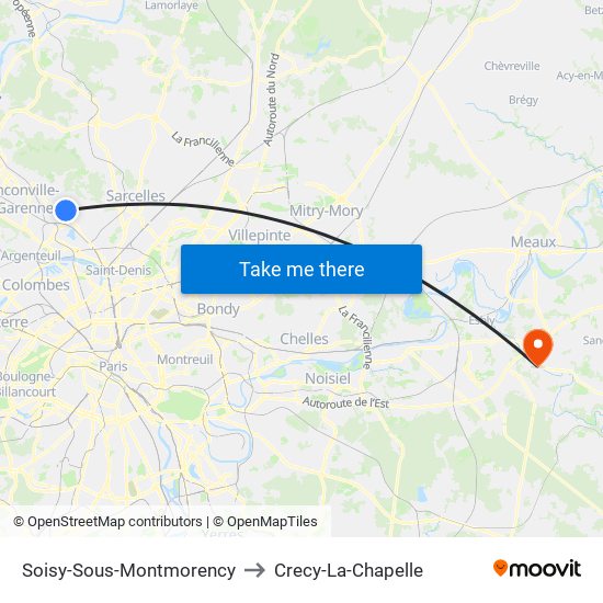 Soisy-Sous-Montmorency to Crecy-La-Chapelle map
