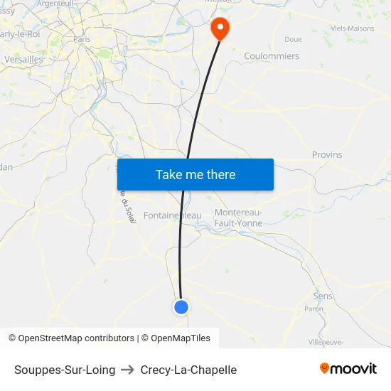 Souppes-Sur-Loing to Crecy-La-Chapelle map