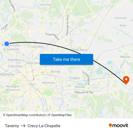 Taverny to Crecy-La-Chapelle map