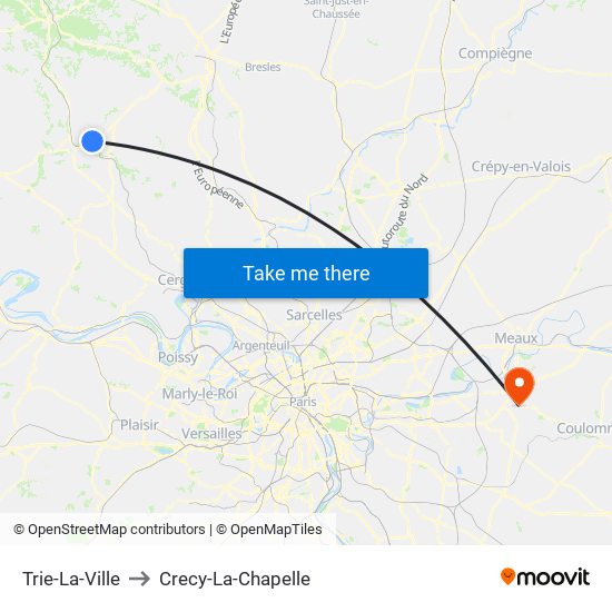 Trie-La-Ville to Crecy-La-Chapelle map