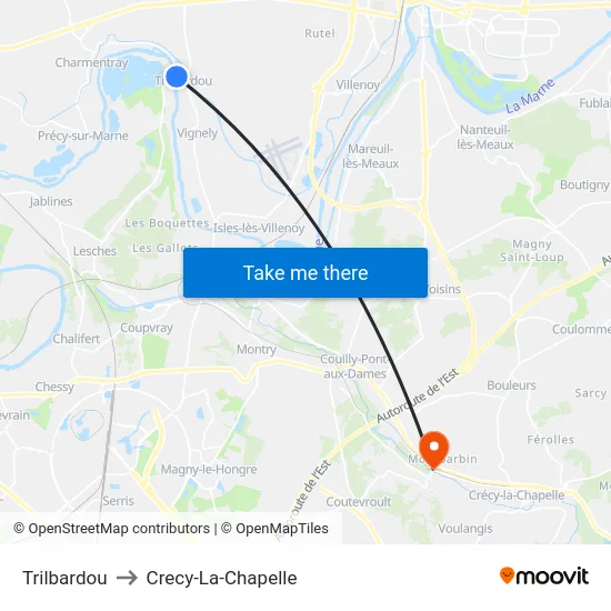 Trilbardou to Crecy-La-Chapelle map