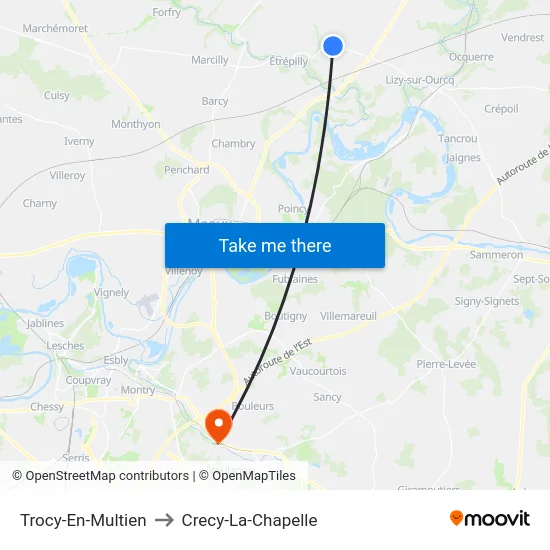 Trocy-En-Multien to Crecy-La-Chapelle map