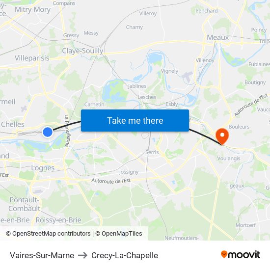 Vaires-Sur-Marne to Crecy-La-Chapelle map