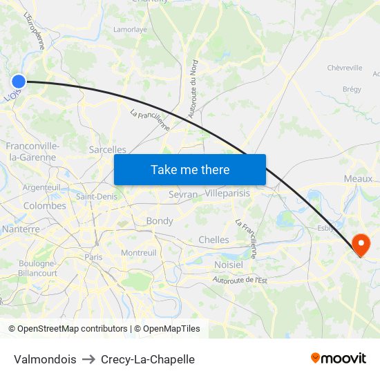 Valmondois to Crecy-La-Chapelle map