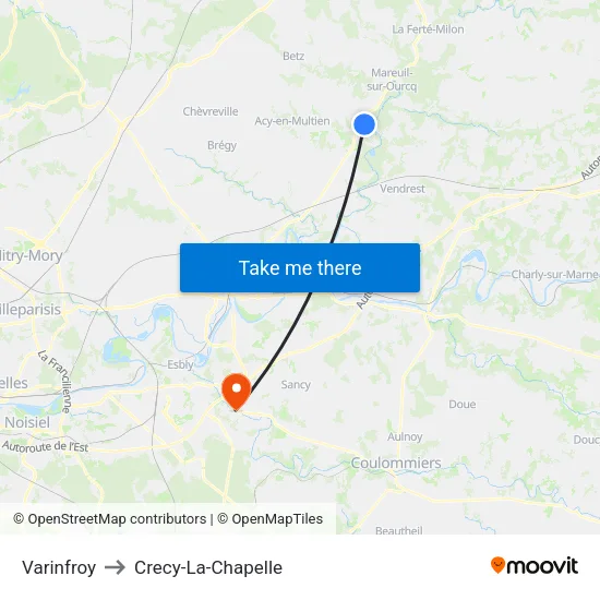 Varinfroy to Crecy-La-Chapelle map