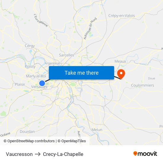 Vaucresson to Crecy-La-Chapelle map