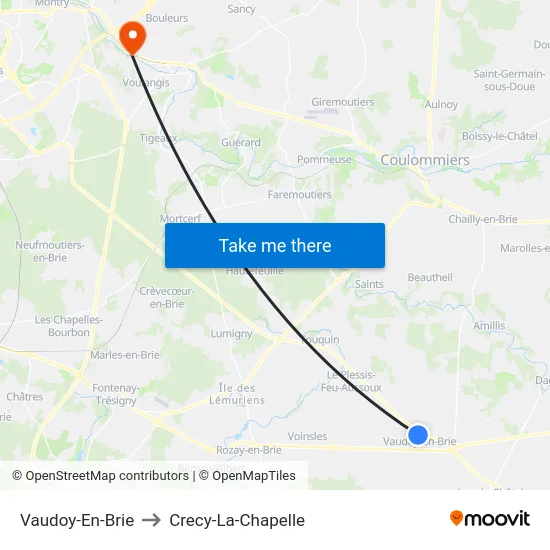 Vaudoy-En-Brie to Crecy-La-Chapelle map