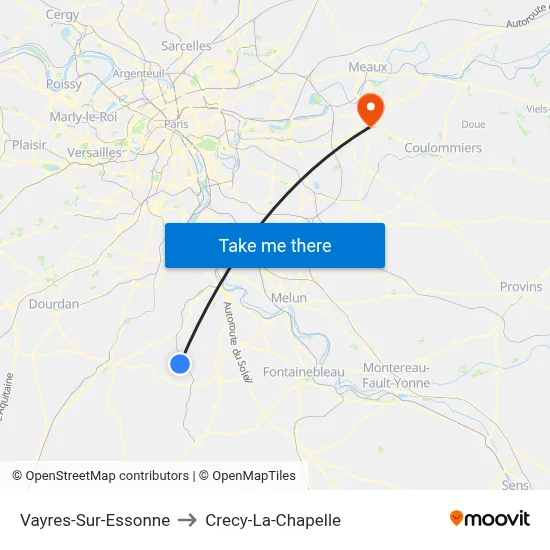 Vayres-Sur-Essonne to Crecy-La-Chapelle map