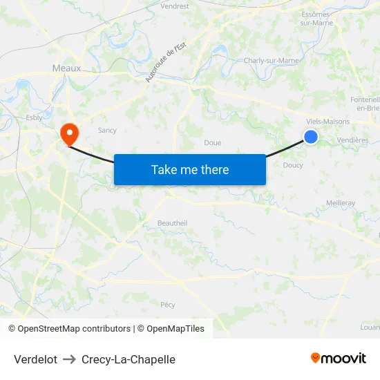 Verdelot to Crecy-La-Chapelle map