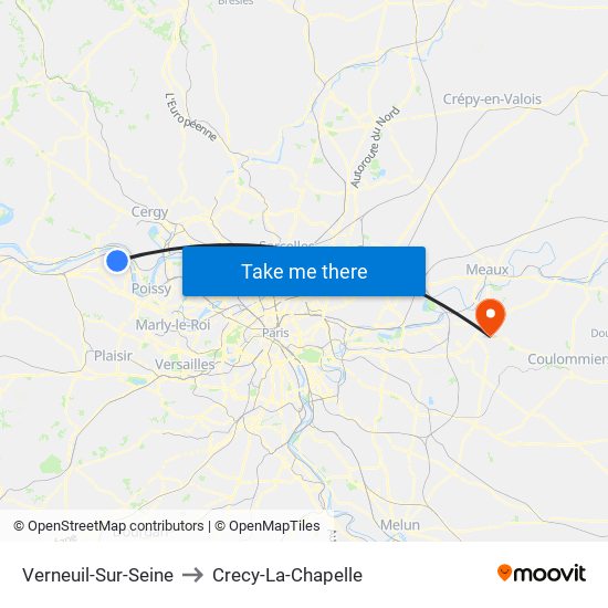 Verneuil-Sur-Seine to Crecy-La-Chapelle map