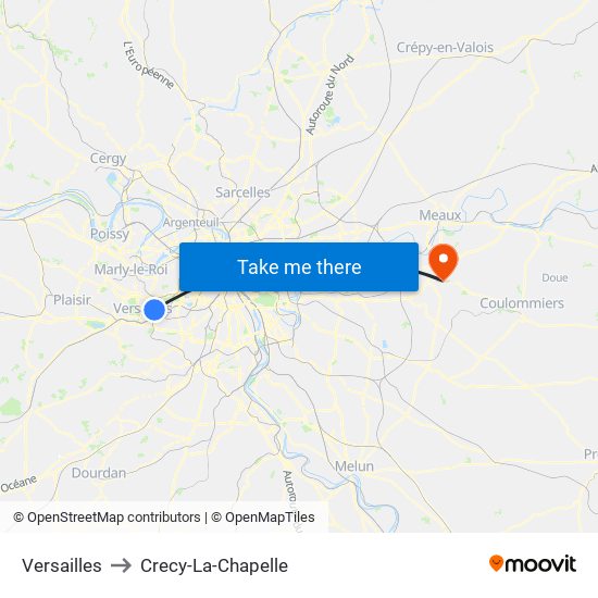 Versailles to Crecy-La-Chapelle map