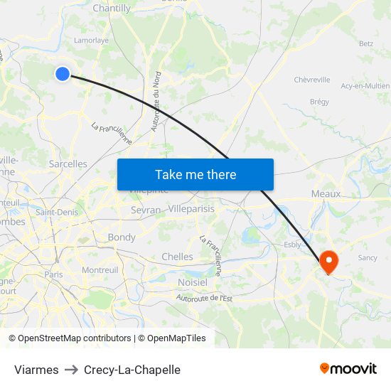 Viarmes to Crecy-La-Chapelle map