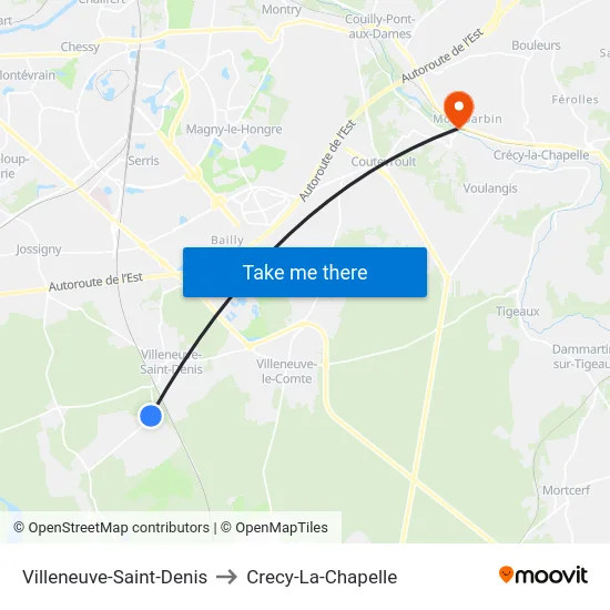 Villeneuve-Saint-Denis to Crecy-La-Chapelle map