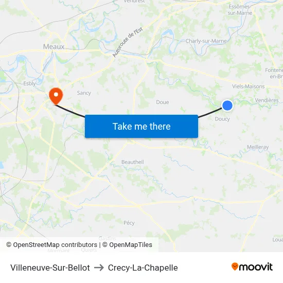 Villeneuve-Sur-Bellot to Crecy-La-Chapelle map