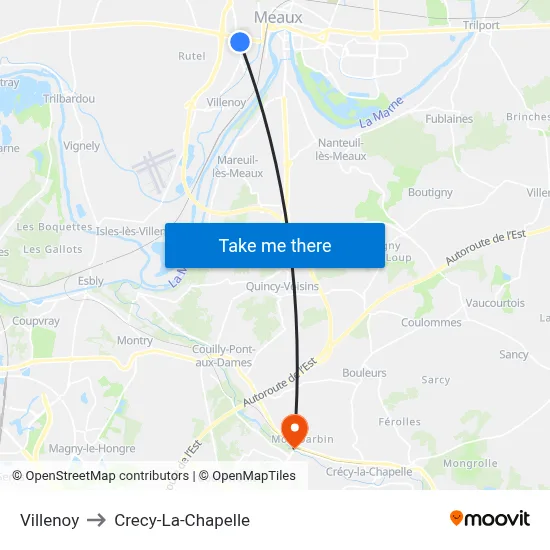 Villenoy to Crecy-La-Chapelle map