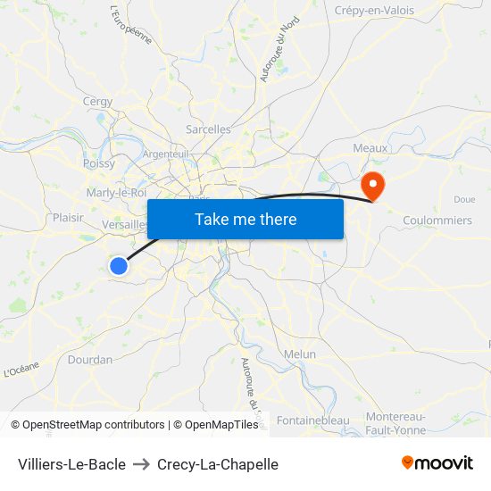 Villiers-Le-Bacle to Crecy-La-Chapelle map
