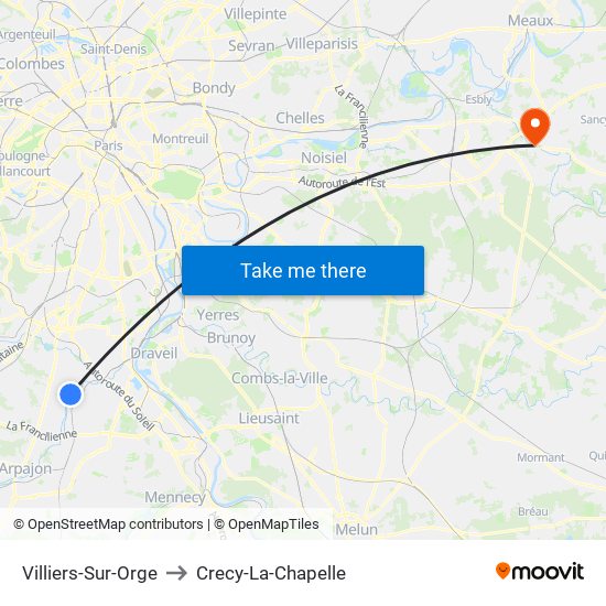 Villiers-Sur-Orge to Crecy-La-Chapelle map