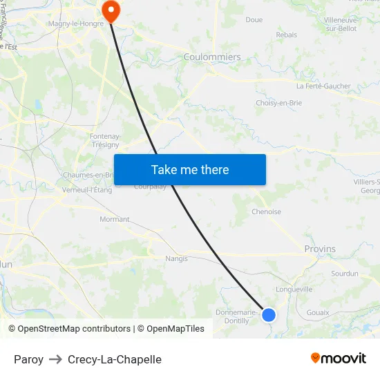 Paroy to Crecy-La-Chapelle map