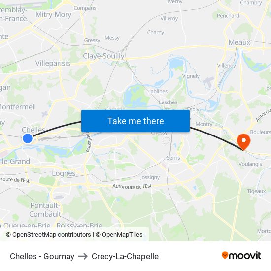 Chelles - Gournay to Crecy-La-Chapelle map