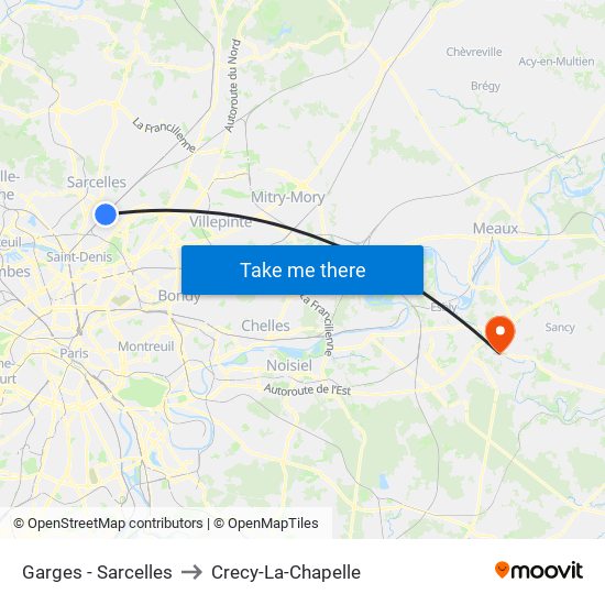 Garges - Sarcelles to Crecy-La-Chapelle map