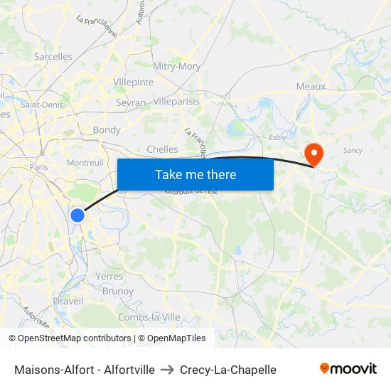 Maisons-Alfort - Alfortville to Crecy-La-Chapelle map