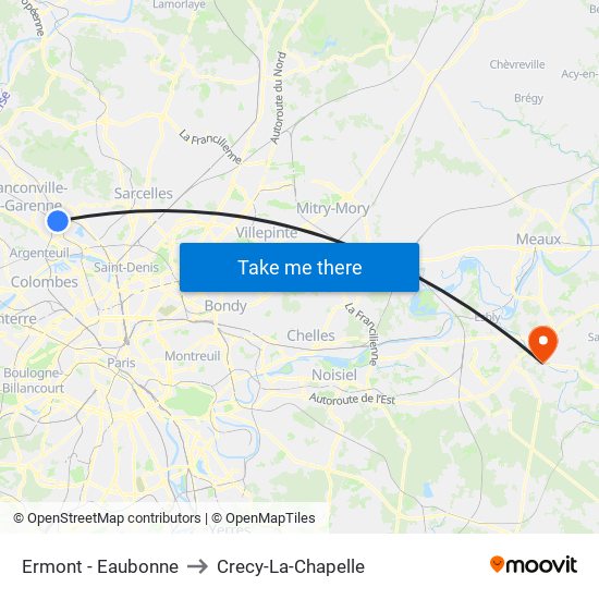 Ermont - Eaubonne to Crecy-La-Chapelle map