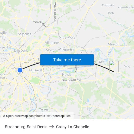 Strasbourg-Saint-Denis to Crecy-La-Chapelle map