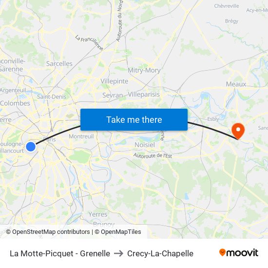 La Motte-Picquet - Grenelle to Crecy-La-Chapelle map