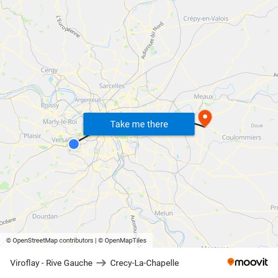 Viroflay - Rive Gauche to Crecy-La-Chapelle map