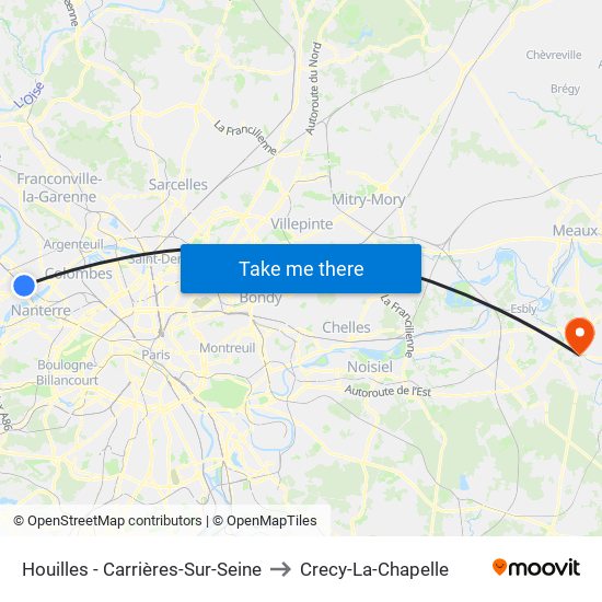 Houilles - Carrières-Sur-Seine to Crecy-La-Chapelle map