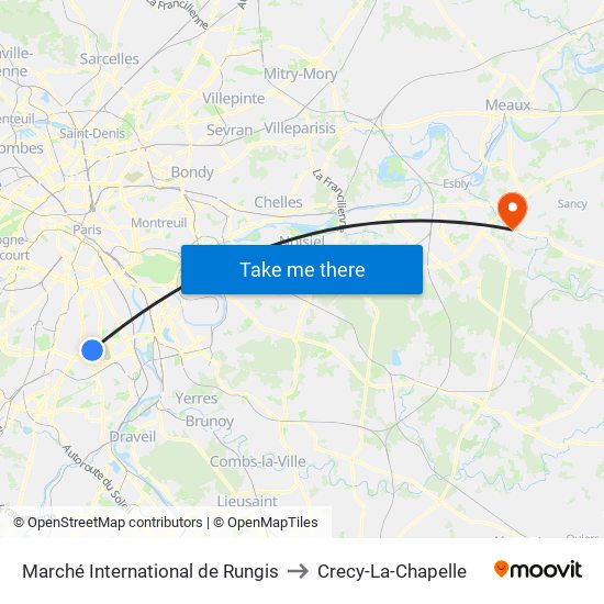 Marché International de Rungis to Crecy-La-Chapelle map