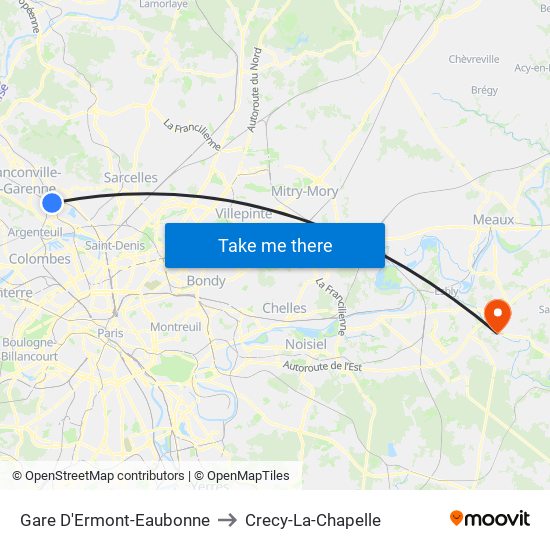 Gare D'Ermont-Eaubonne to Crecy-La-Chapelle map