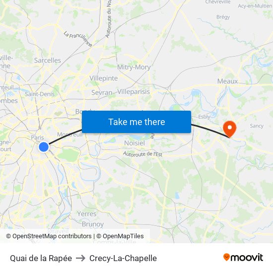 Quai de la Rapée to Crecy-La-Chapelle map