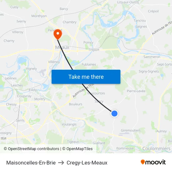 Maisoncelles-En-Brie to Cregy-Les-Meaux map