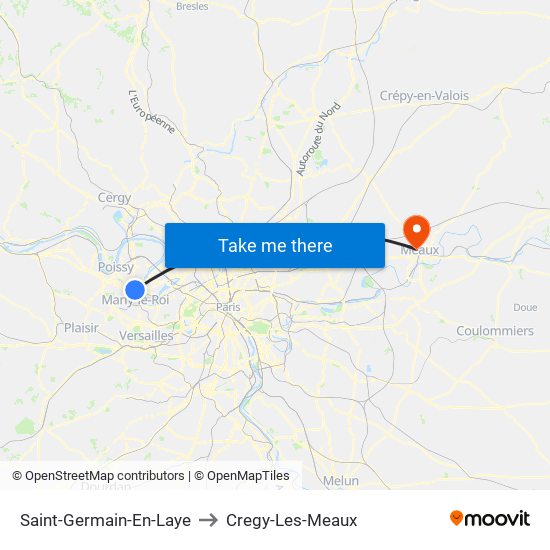 Saint-Germain-En-Laye to Cregy-Les-Meaux map
