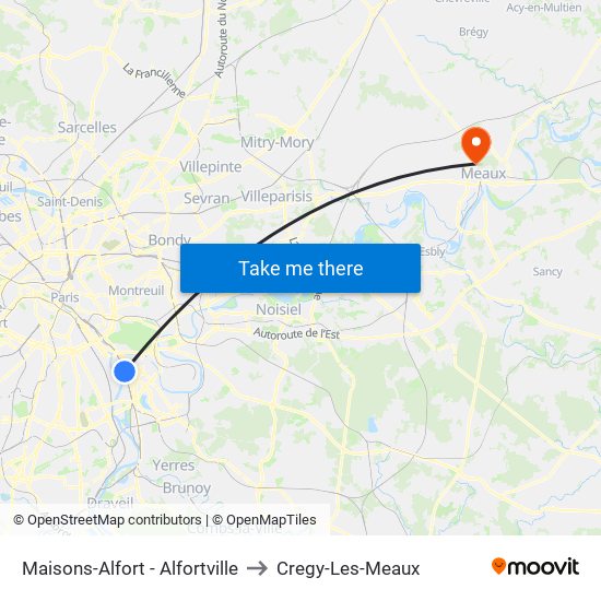 Maisons-Alfort - Alfortville to Cregy-Les-Meaux map