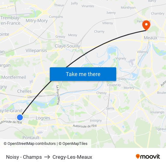 Noisy - Champs to Cregy-Les-Meaux map