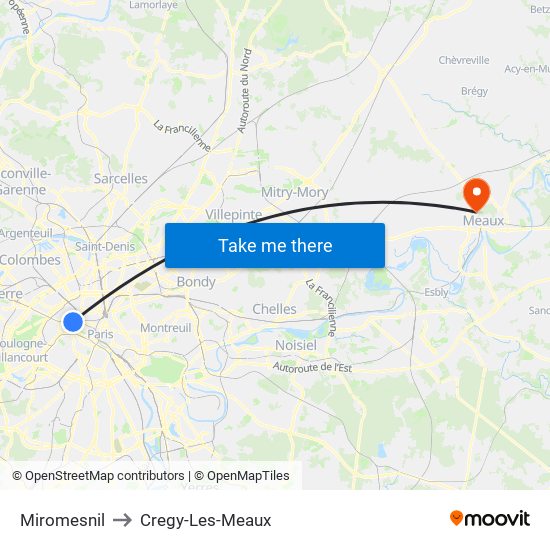 Miromesnil to Cregy-Les-Meaux map