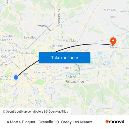 La Motte-Picquet - Grenelle to Cregy-Les-Meaux map