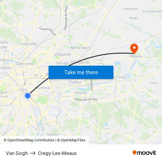 Van Gogh to Cregy-Les-Meaux map