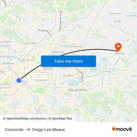 Concorde to Cregy-Les-Meaux map