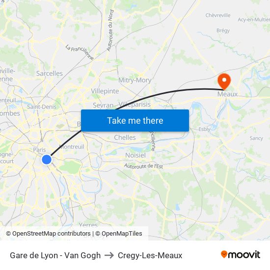Gare de Lyon - Van Gogh to Cregy-Les-Meaux map