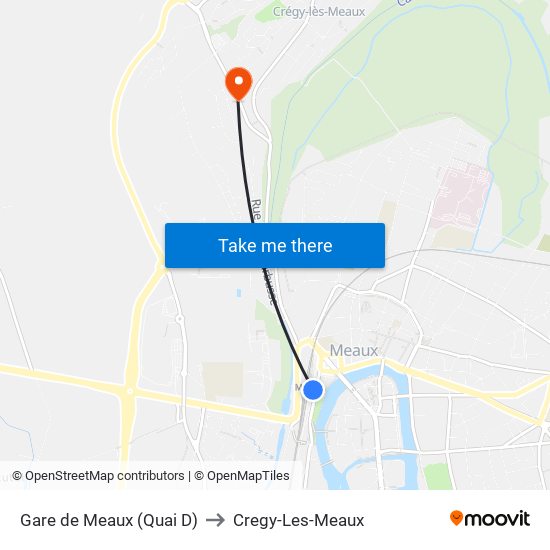 Gare de Meaux (Quai D) to Cregy-Les-Meaux map