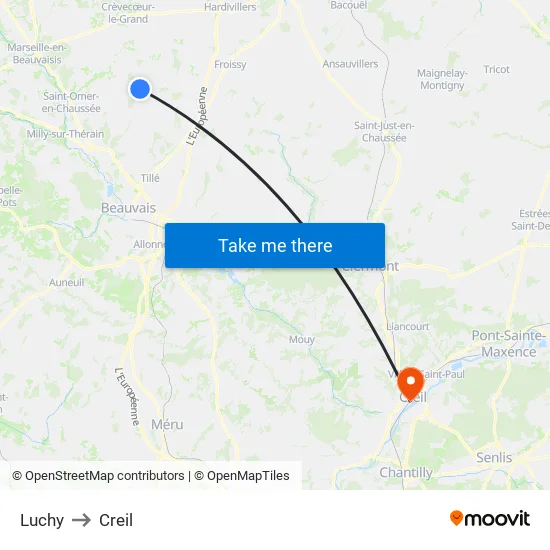 Luchy to Creil map
