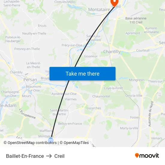 Baillet-En-France to Creil map