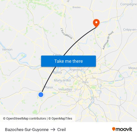 Bazoches-Sur-Guyonne to Creil map