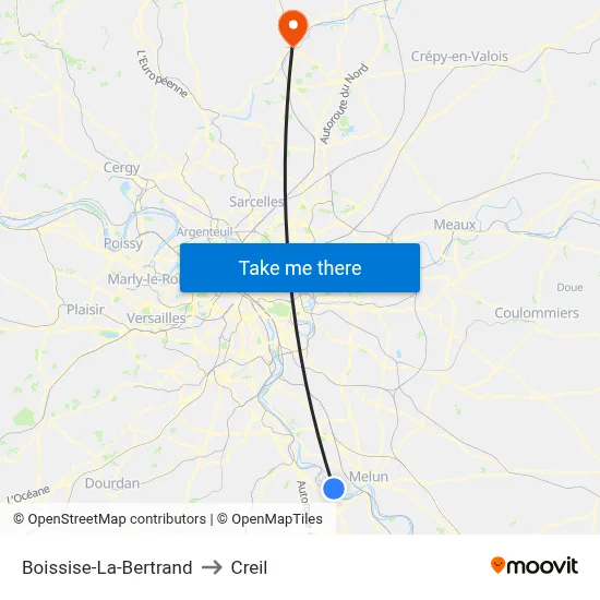 Boissise-La-Bertrand to Creil map