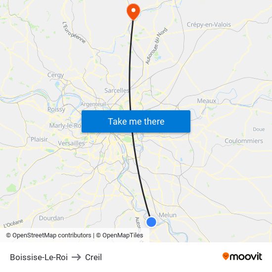 Boissise-Le-Roi to Creil map
