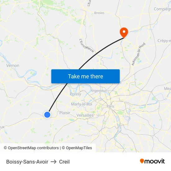 Boissy-Sans-Avoir to Creil map