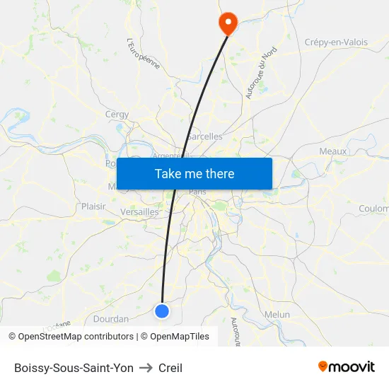Boissy-Sous-Saint-Yon to Creil map